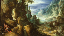 Репродукция картины "landscape with st. jerome and rocky crag" художника "бриль пауль"