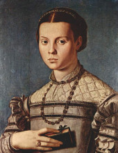 Картина "portrait of a girl with book" художника "бронзино аньоло"