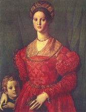 Картина "portrait of young woman with her son" художника "бронзино аньоло"