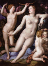 Репродукция картины "venus, cupid and envy" художника "бронзино аньоло"