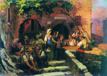 Репродукция картины "the italian tavern" художника "бронников фёдор"