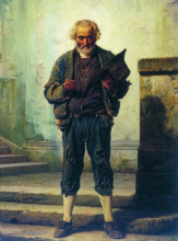 Репродукция картины "the old beggar" художника "бронников фёдор"