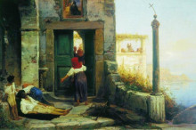 Репродукция картины "sick man at the walls of a catholic monastery" художника "бронников фёдор"