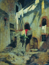 Репродукция картины "italian courtyard" художника "бронников фёдор"