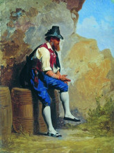 Репродукция картины "italian peasant on the barrel" художника "бронников фёдор"