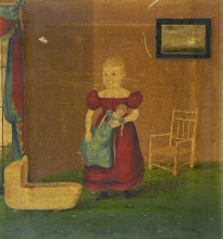 Копия картины "girl holding doll in an interior" художника "брэдли джон"