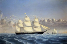 Копия картины "clipper ship &#39;golden west&#39; of boston, outward bound" художника "брэдфорд уильям"