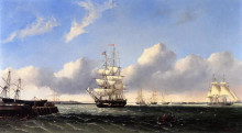 Копия картины "the port of new bedford from crow island" художника "брэдфорд уильям"