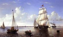 Репродукция картины "boston harbor" художника "брэдфорд уильям"