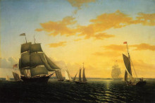 Картина "new bedford harbor at sunset" художника "брэдфорд уильям"