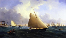 Картина "new york yacht club regatta off new bedford 1856" художника "брэдфорд уильям"