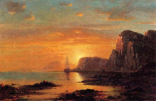 Репродукция картины "seascape. cliffs at sunset" художника "брэдфорд уильям"