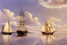 Картина "the kennebec river, waiting for wind and tide" художника "брэдфорд уильям"