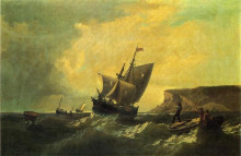 Картина "fishermen in an approaching storm" художника "брэдфорд уильям"