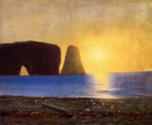 Картина "the sun sets, perce rock, gaspe, quebec" художника "брэдфорд уильям"