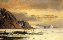 Репродукция картины "seascape with icebergs" художника "брэдфорд уильям"