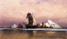Копия картины "fishing fleet off labrador" художника "брэдфорд уильям"