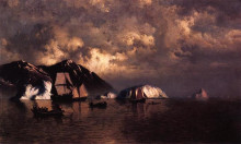 Репродукция картины "seiners off the coast of labrador" художника "брэдфорд уильям"