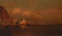 Копия картины "labrador mountain and icebergs by light of the midnight sun" художника "брэдфорд уильям"