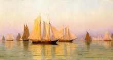 Картина "sloops and schooners at evening calm" художника "брэдфорд уильям"