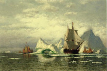Копия картины "arctic whaler homeward bound among the icebergs" художника "брэдфорд уильям"