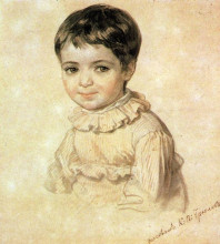 Копия картины "портрет м.п.кикиной в детстве" художника "брюллов карл"