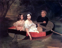 Репродукция картины "портрет е.н.меллер-закомельской с девочкой в лодке" художника "брюллов карл"