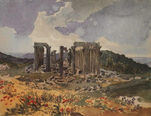 Копия картины "храм аполлона эпикурейского в фигалии" художника "брюллов карл"