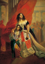 Репродукция картины "портрет графини ю.п. самойловой, удаляющейся с бала с приемной дочерью амацилией пачини" художника "брюллов карл"