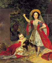 Репродукция картины "портрет детей волконских с арапом" художника "брюллов карл"