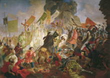 Репродукция картины "осада пскова польским королем стефаном баторием в 1581 году" художника "брюллов карл"