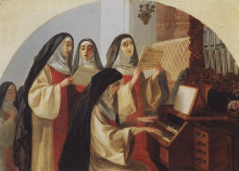 Картина "монахини монастыря святого сердца в риме, поющие у органа" художника "брюллов карл"