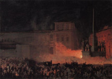Репродукция картины "политическая демонстрация в риме в 1846 году" художника "брюллов карл"