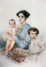 Репродукция картины "портрет терезы-микеле титтони с сыновьями" художника "брюллов карл"