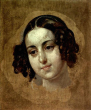 Репродукция картины "голова девушки" художника "брюллов карл"