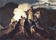 Копия картины "бивуак на кратере, везувий" художника "брюллов карл"