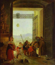 Картина "пилигримы в дверях латеранской базилики" художника "брюллов карл"