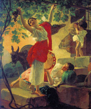 Репродукция картины "девушка, собирающая виноград в окрестностях неаполя" художника "брюллов карл"
