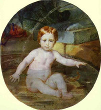 Репродукция картины "портрет а.г. гагарина (ребёнок в бассейне)" художника "брюллов карл"