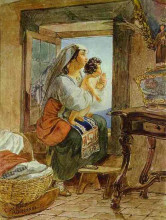 Репродукция картины "итальянка с ребёнком у окна" художника "брюллов карл"