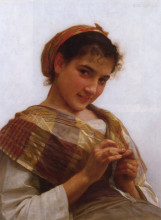 Картина "portrait of a young girl crocheting" художника "бугро вильям адольф"