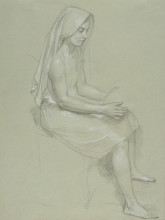 Репродукция картины "study of a seated veiled female figure" художника "бугро вильям адольф"