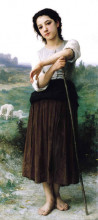 Репродукция картины "young shepherdess standing" художника "бугро вильям адольф"