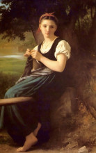 Копия картины "the knitting girl" художника "бугро вильям адольф"