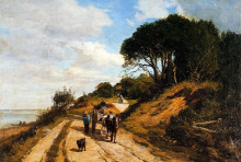 Картина "the road from trouville to honfleur" художника "буден эжен"