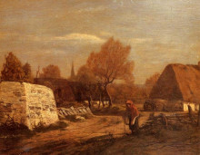 Копия картины "farm near quimper" художника "буден эжен"