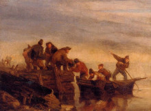 Картина "fishermen by the water" художника "буден эжен"