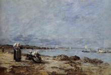 Репродукция картины "plougastel, women waiting for the ferry" художника "буден эжен"