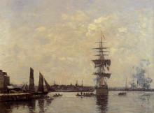 Картина "sailing boats at quay" художника "буден эжен"