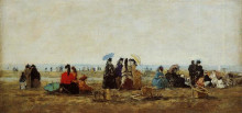 Репродукция картины "the beach at trouville" художника "буден эжен"